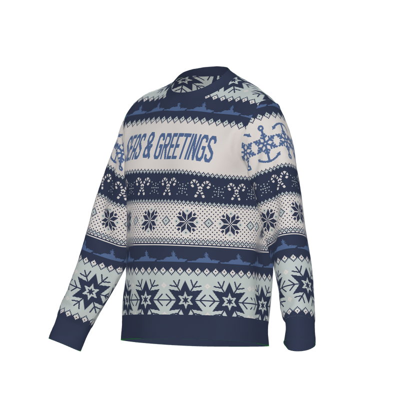 Seas and Greetings Ugly Knit Christmas Sweater: Destroyer