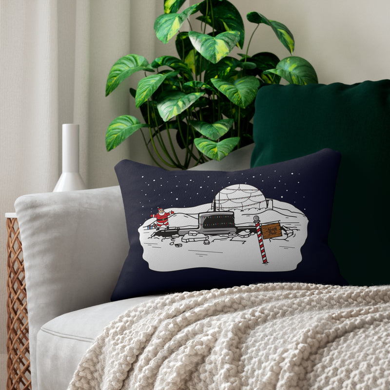Santa's Submarine Ice Camp Lumbar 20x14 Pillow