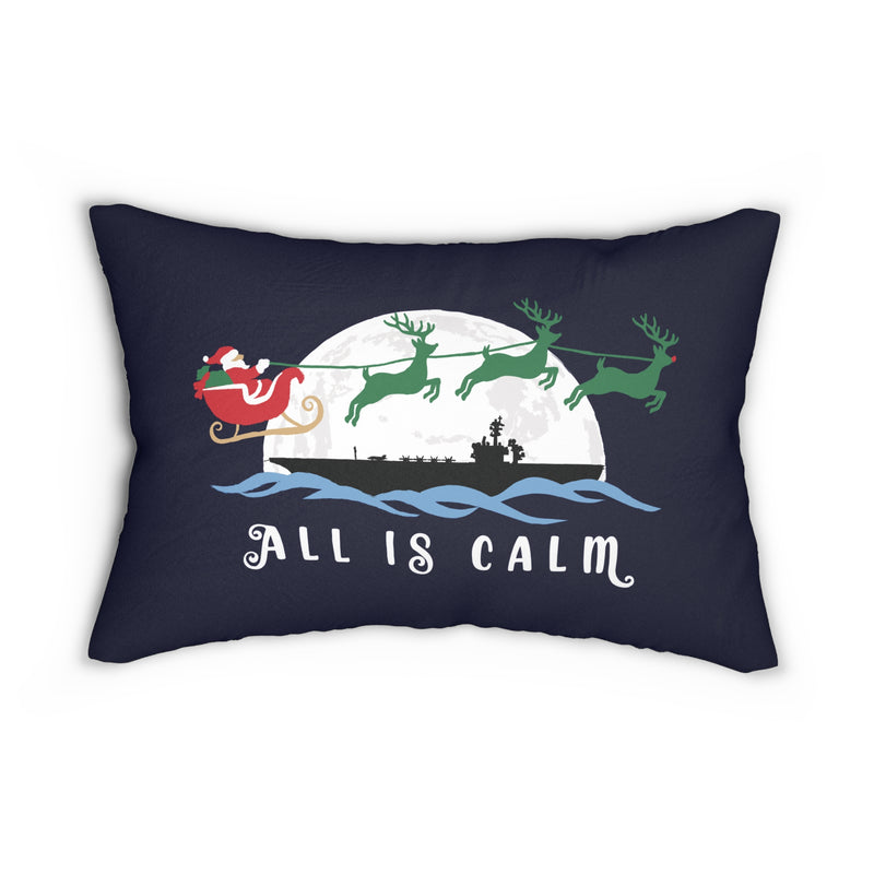 All Is Calm Lumbar 20x14 Pillow: Aircraft Carrier
