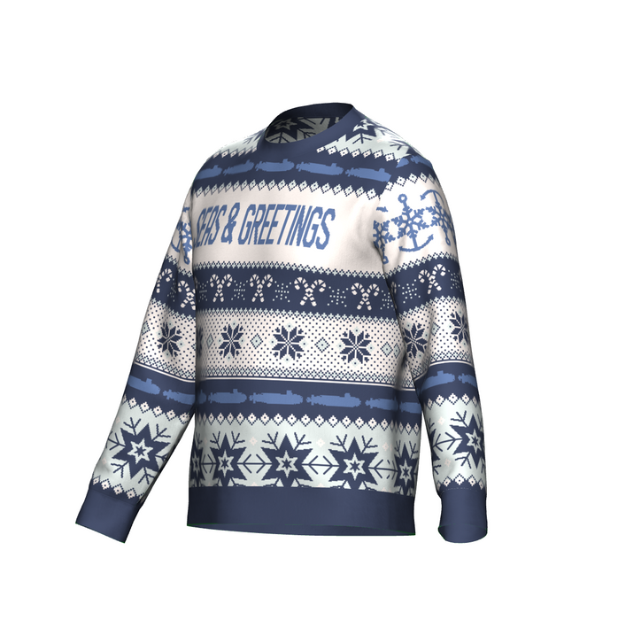 Seas and Greetings Submarine Ugly Christmas Knit Sweater