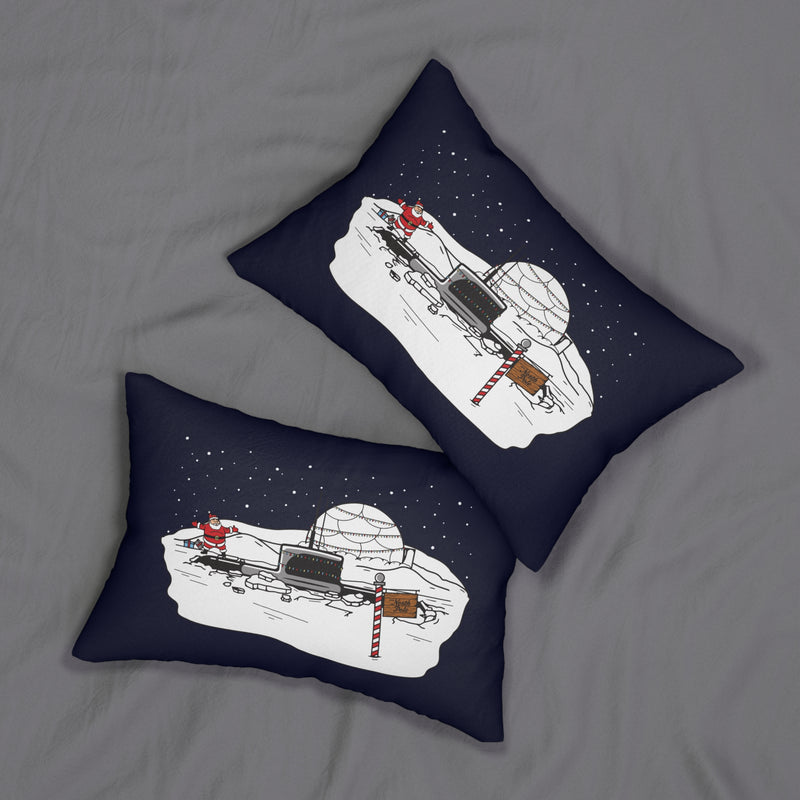 Santa's Submarine Ice Camp Lumbar 20x14 Pillow