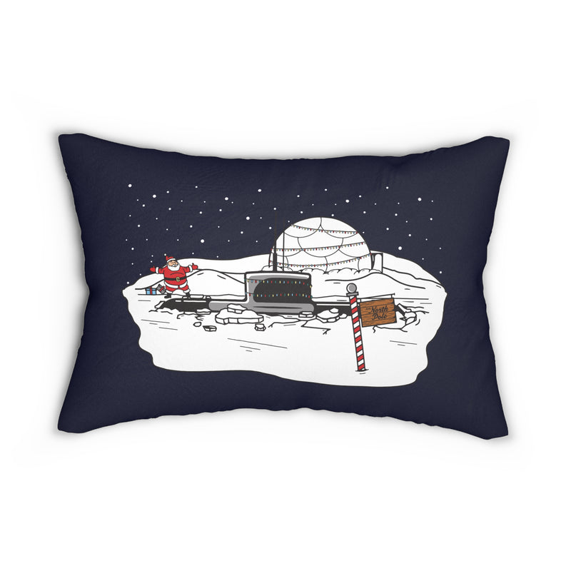 Santa's Submarine Ice Camp Lumbar 20x14 Pillow