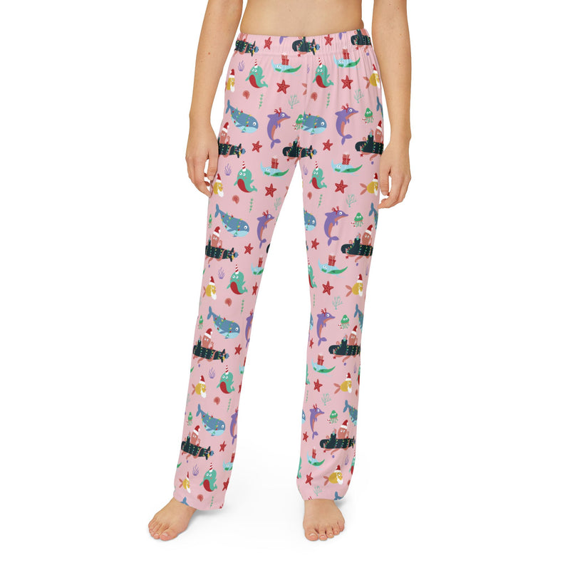 Kraken Christmas Kids Lounge Pants: Pink