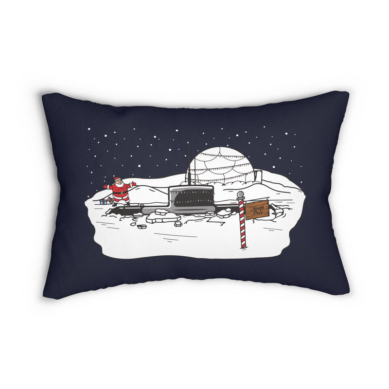 Santa's Submarine Ice Camp Lumbar 20x14 Pillow
