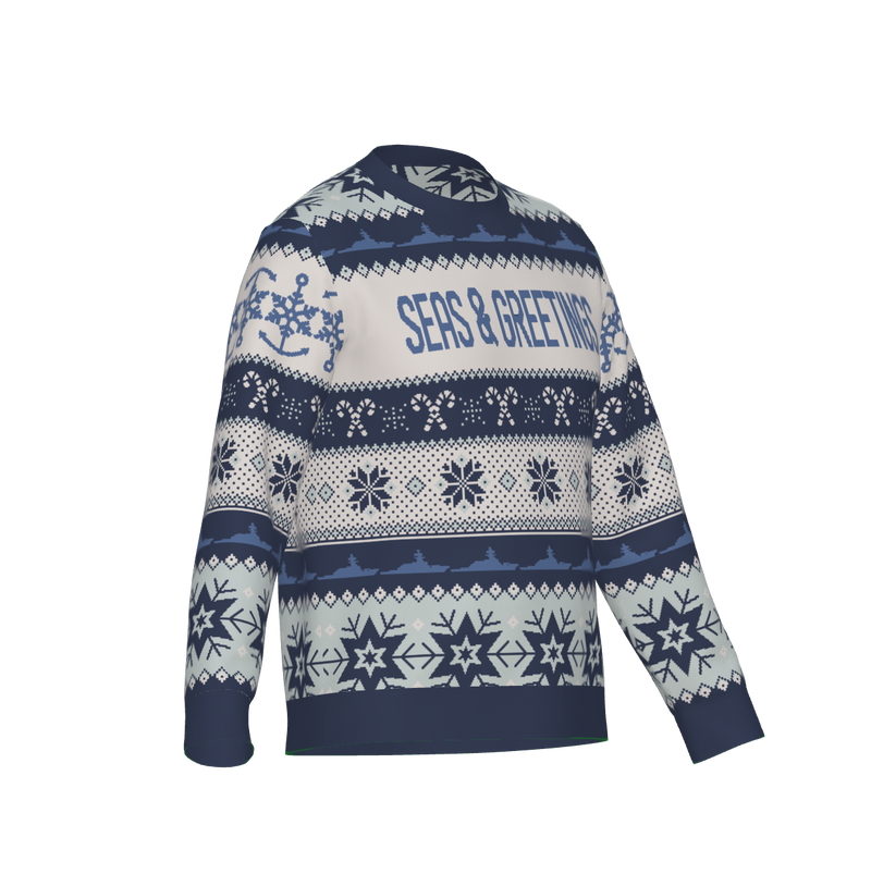 Seas and Greetings Ugly Knit Christmas Sweater: Destroyer