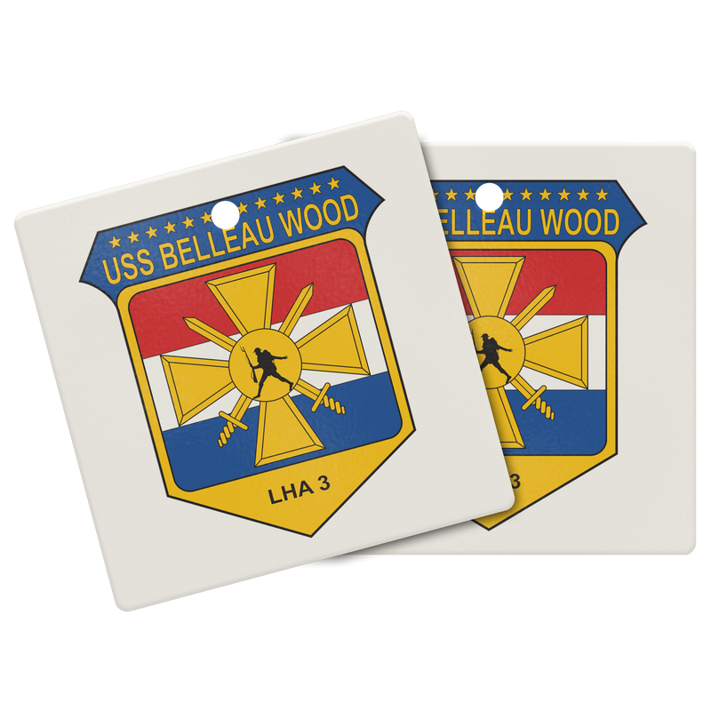 Custom Navy Porcelain Ornament: Square