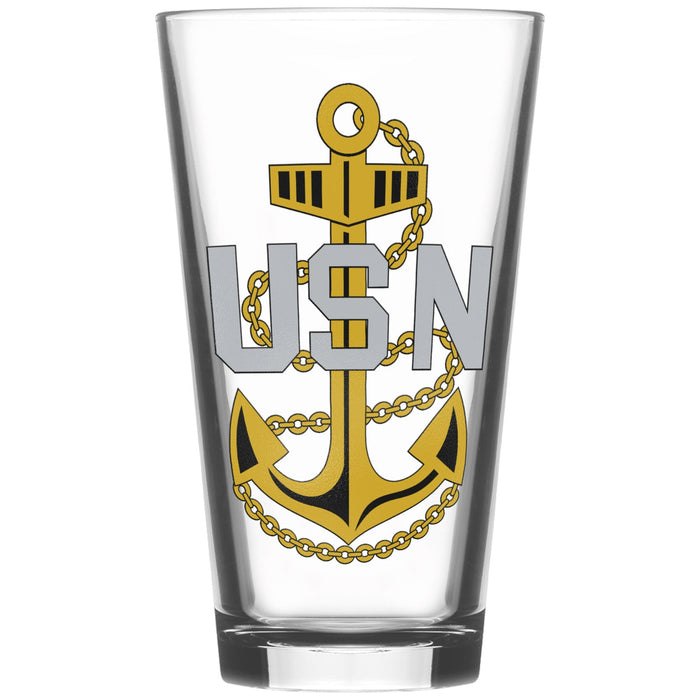 Chief Petty Officer Anchor Pint Glass Set of 2