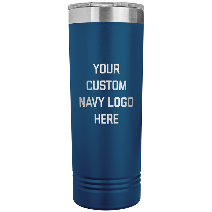 Custom Navy 22oz Skinny Tumbler