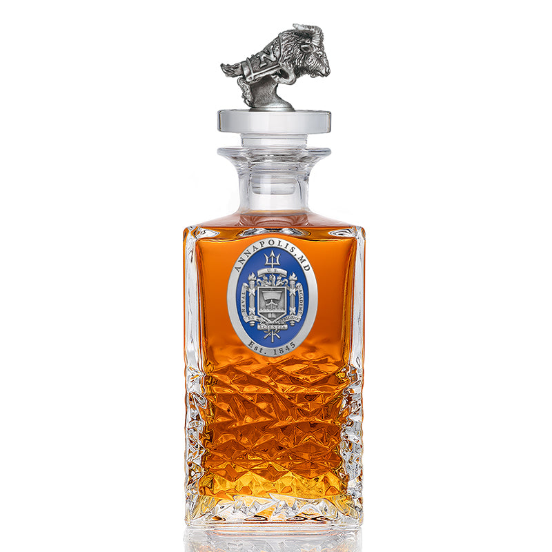 United States Naval Academy Crest Heritage Decanter with 3D Top