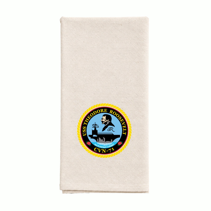 Custom Embroidered Navy Crest Cotton Tea Towel
