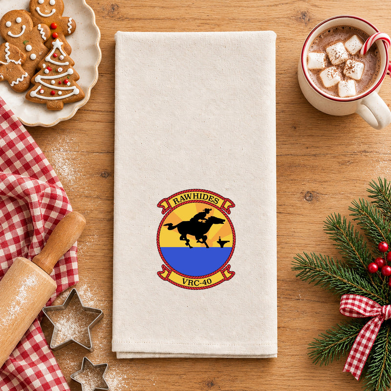 Custom Embroidered Navy Crest Cotton Tea Towel