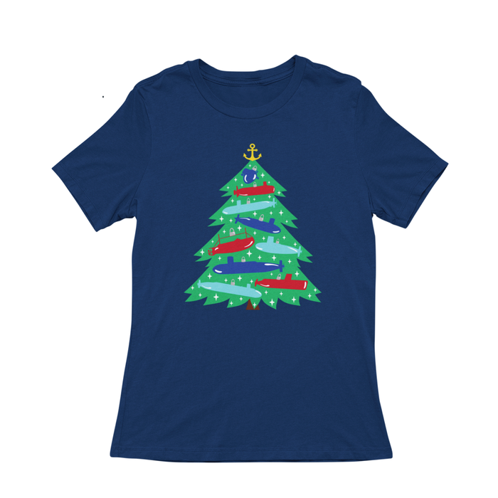 Submarine Christmas Tree Ladies T-Shirt