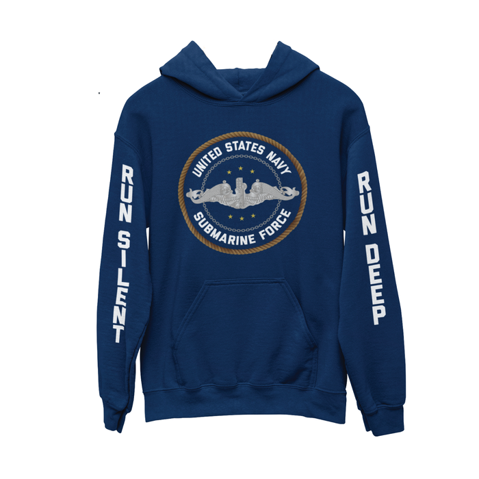 Run Silent, Run Deep Submarine Force Hoodie - Silver