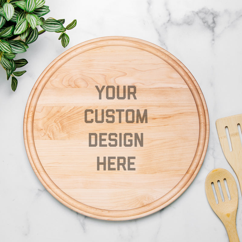 Custom Navy Crest Round Charcuterie Board