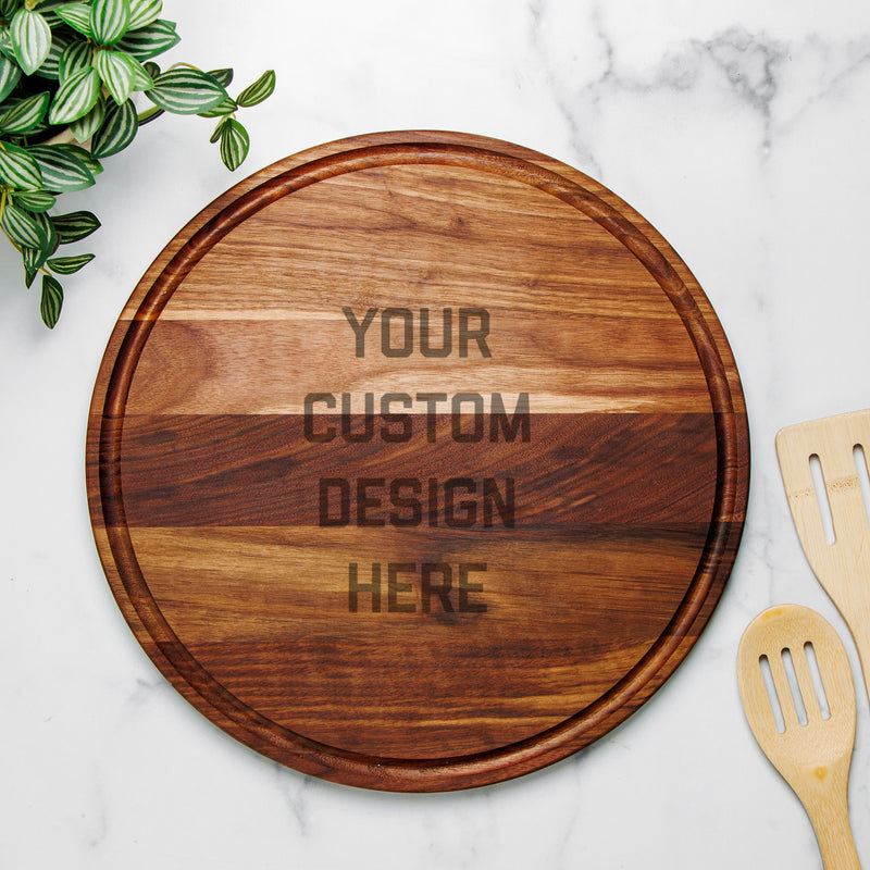 Custom Navy Crest Round Charcuterie Board