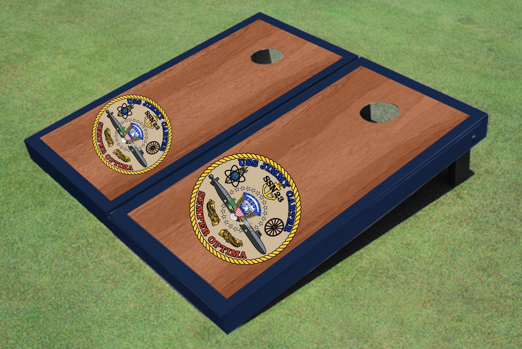 Custom Navy Cornhole Set