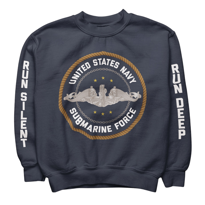 Run Silent Run Deep Submarine Force Sweatshirt: Silver