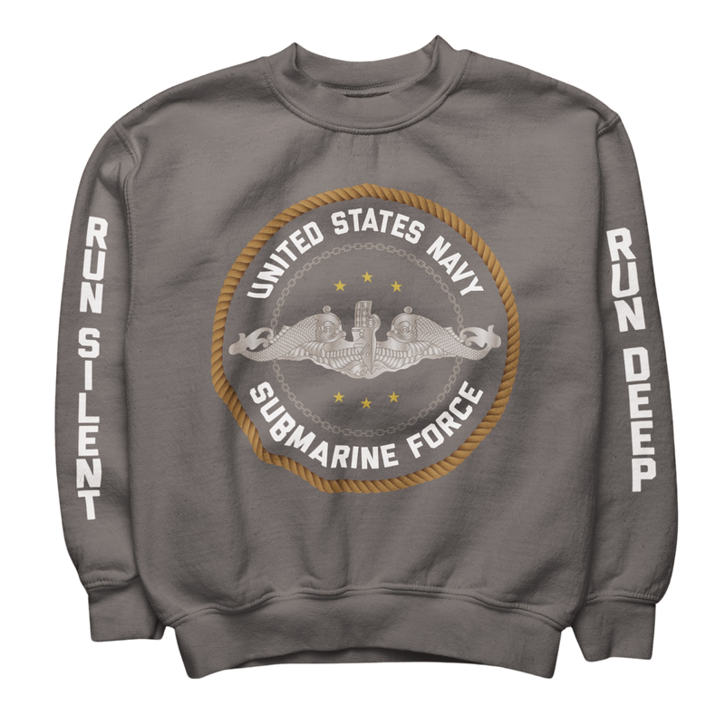 Run Silent Run Deep Submarine Force Sweatshirt: Silver