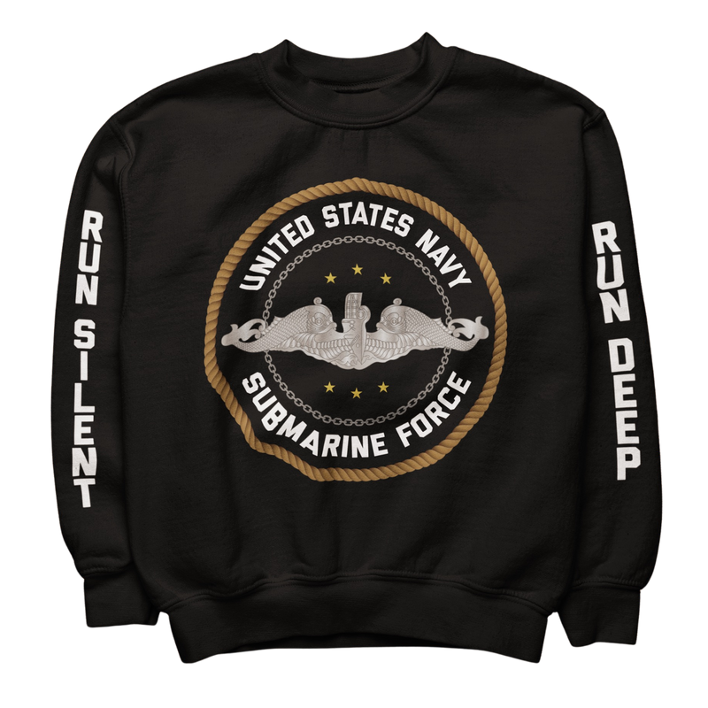 Run Silent Run Deep Submarine Force Sweatshirt: Silver