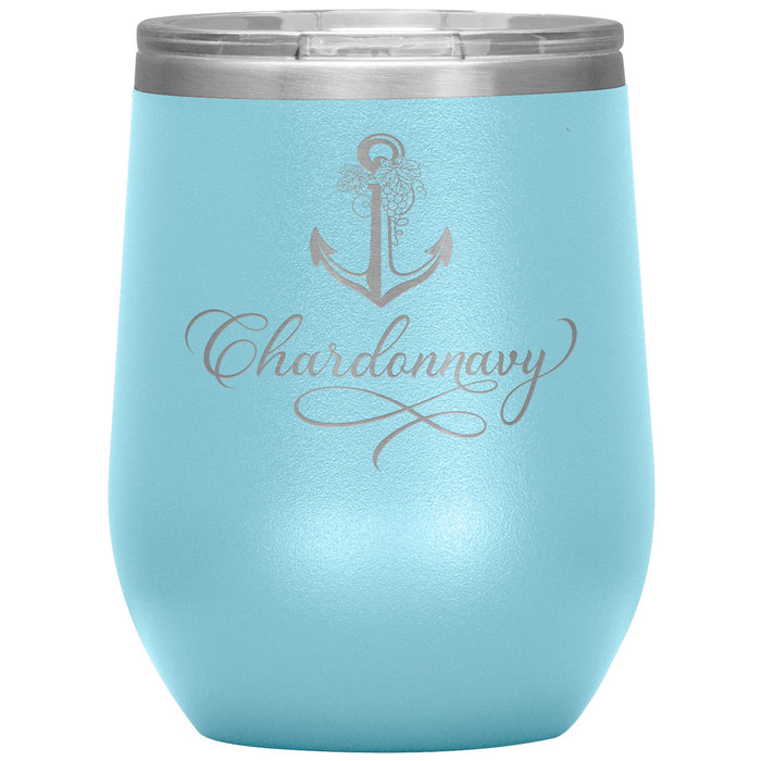 Vintage Chardonnavy 12oz Wine Insulated Tumbler