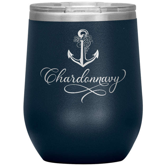 Vintage Chardonnavy 12oz Wine Insulated Tumbler