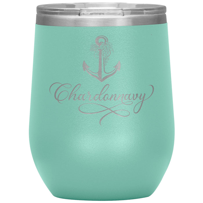 Vintage Chardonnavy 12oz Wine Insulated Tumbler