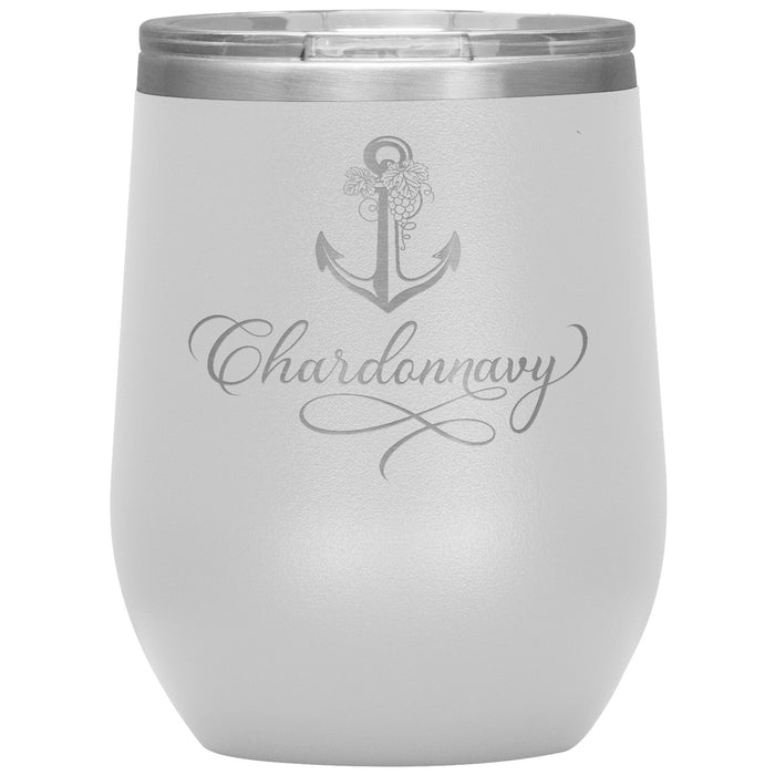 Vintage Chardonnavy 12oz Wine Insulated Tumbler