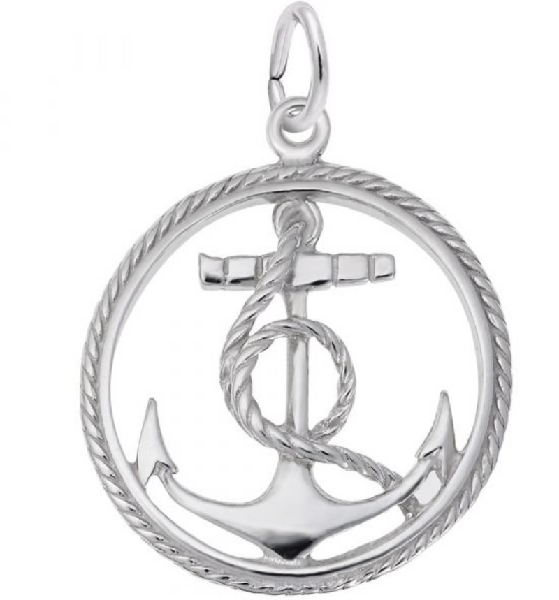 Anchor in Rope Circle Charm
