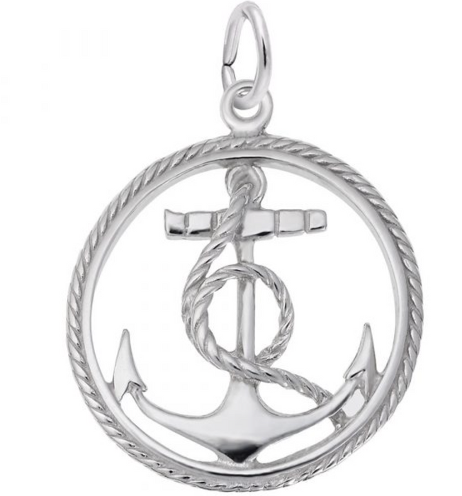 Anchor in Rope Circle Charm