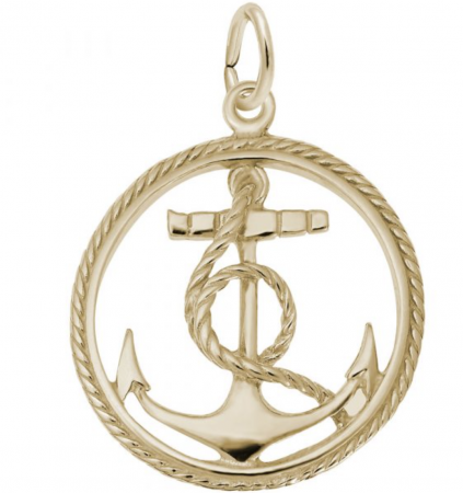 Anchor in Rope Circle Charm