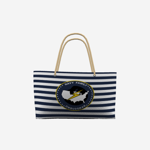 Navy Ombudsman Striped Tote Bag