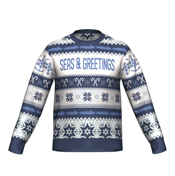 Seas and Greetings Submarine Ugly Christmas Knit Sweater