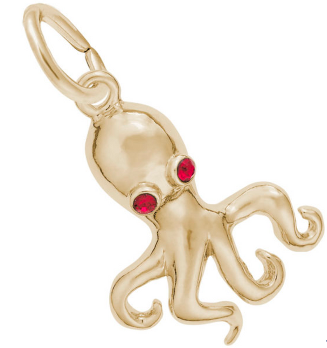 Kraken Charm with Red Stones