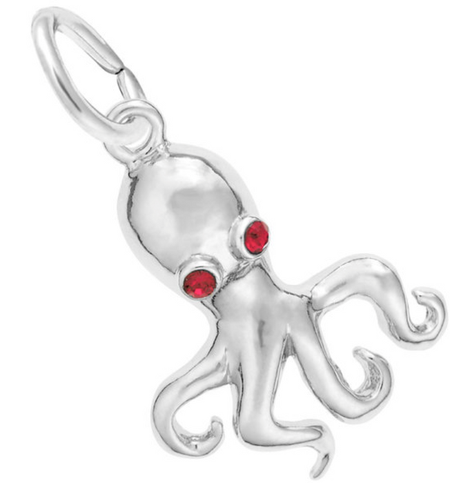 Kraken Charm with Red Stones