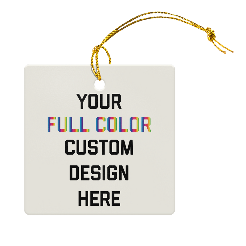 Custom Navy Porcelain Ornament: Square