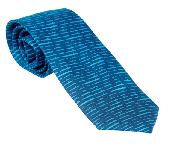 Submarine Print Silk Youth Neck Tie