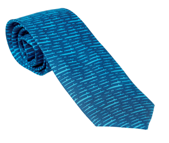 Submarine Print Silk Youth Tie